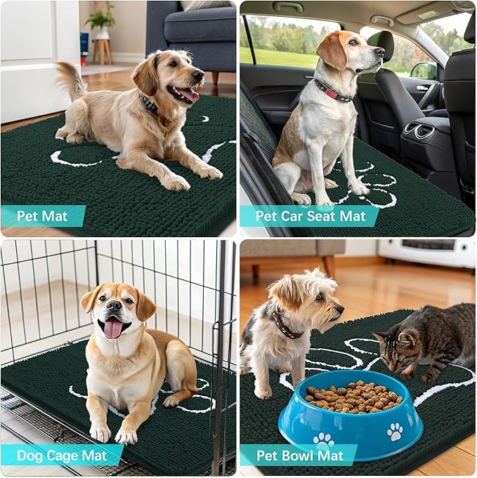 OLANLY Door Mat for Muddy Dog Paws 24x16, Absorbent Chenille Mud Doormat - Image 7