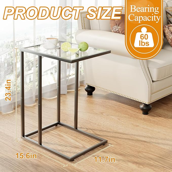 C Shaped End Table Set of 2, Couch Side Tables - Image 3