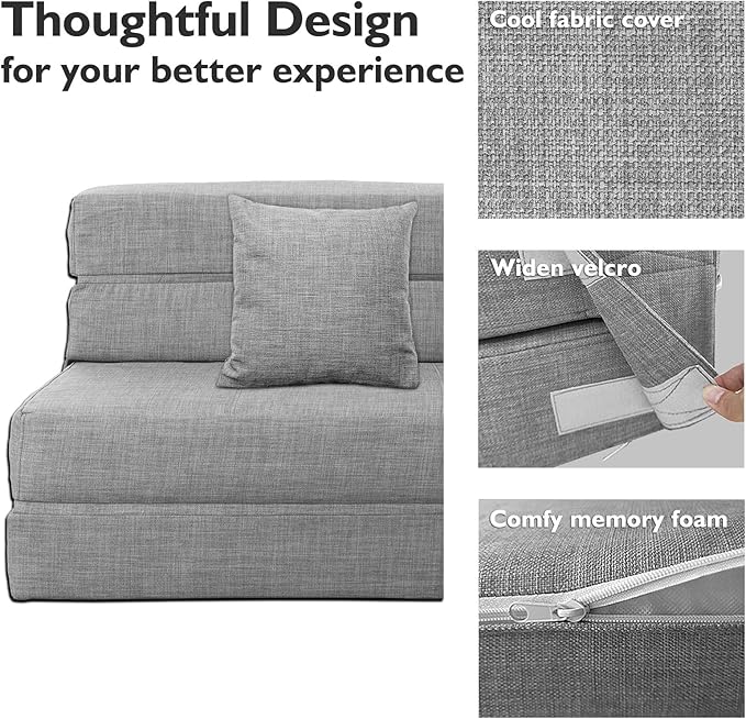 ANONER Folding Sleeper Chair Sofa Bed Lazy Couch - Image 7