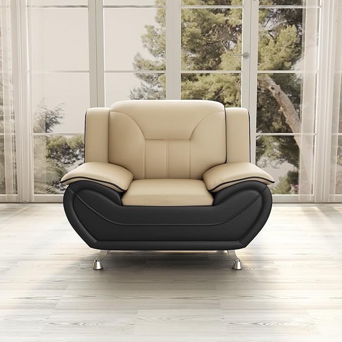 Container Furniture Direct Michael Modern Faux Leather Upholstered Stainless - Image 10
