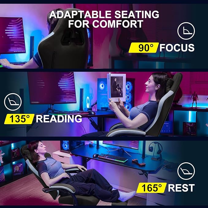 GTPLAYER Gaming Chair with Footrest Fabric Office Chair with Pocket Spring - Image 7