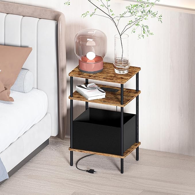 Small Side Table with Charging Station, End Table - Image 2