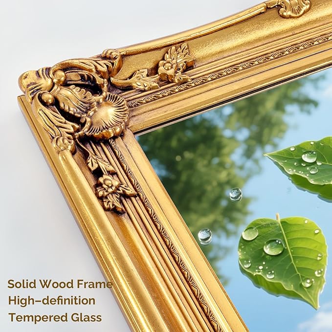 Antique Wall Mirror, 29.1'' x 21.2''Vintage Baroque Mirror - Image 4