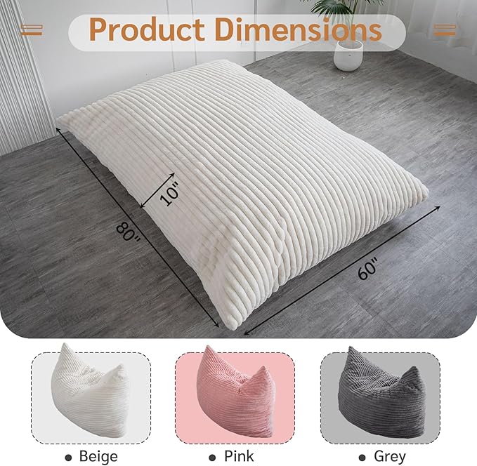 BYBYME 3 in 1 Bean Bag Chairs, Bean Bag Bed - Image 2