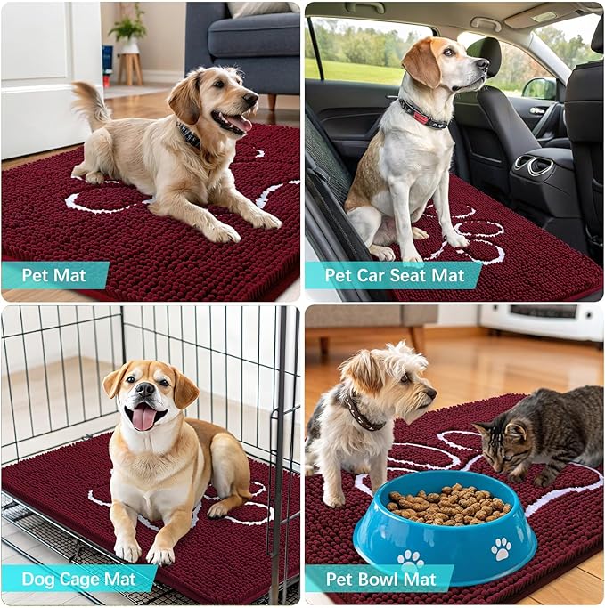 OLANLY Door Mat for Muddy Dog Paws 40x32, Ultra Absorbent Chenille Mud Doormat - Image 7
