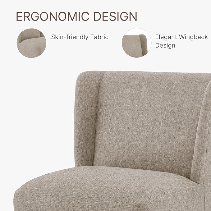 Dining Chairs with Casters Require Assembly Upholstered Wingback Single Sofa - Image 7