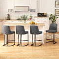 Counter Height Bar Stools Set of 4, Upholstered Leather Barrel Barstools by ErdoruLiving