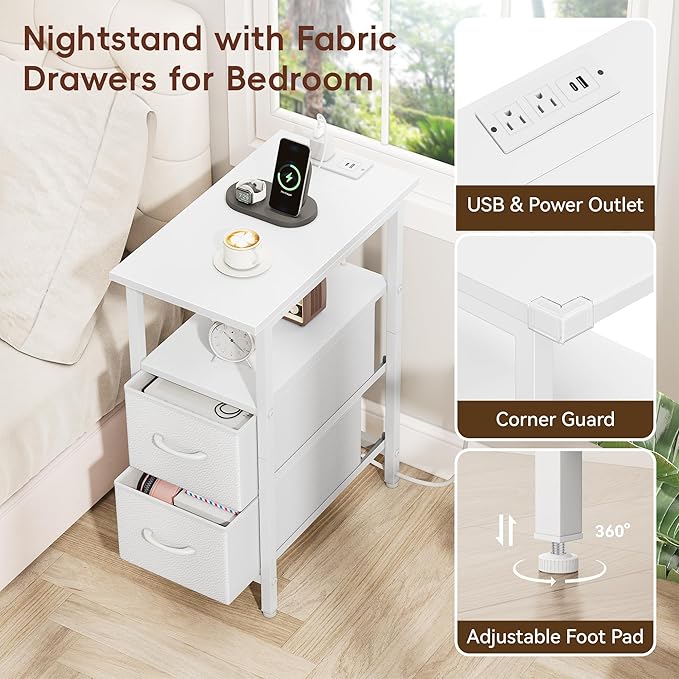 Vagusicc Set of 2 White Nightstand - Image 6