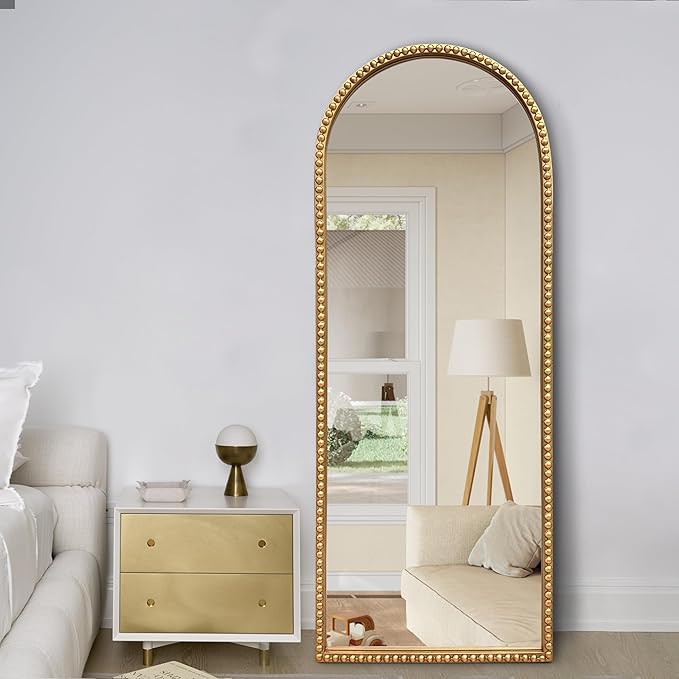 Vintage Full Length Wall Mirror, Large Gold Arch Floor Mirror 20"X53" - Image 2