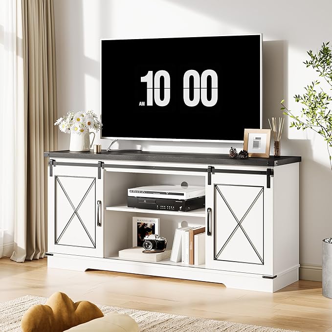 GarveeHome Farmhouse TV Stand for TV up to 65 Inches and Entertainment Center - Image 8