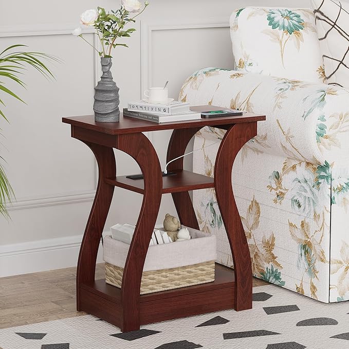 End Tables Living Room Set of 2, Cherry End Table - Image 5