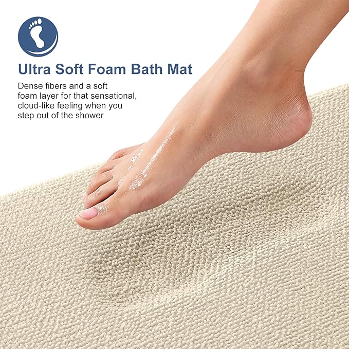 OLANLY Thick Memory Foam Bath Mat Rug 36x24, Extra Soft Absorbent Bathroom Rug - Image 2