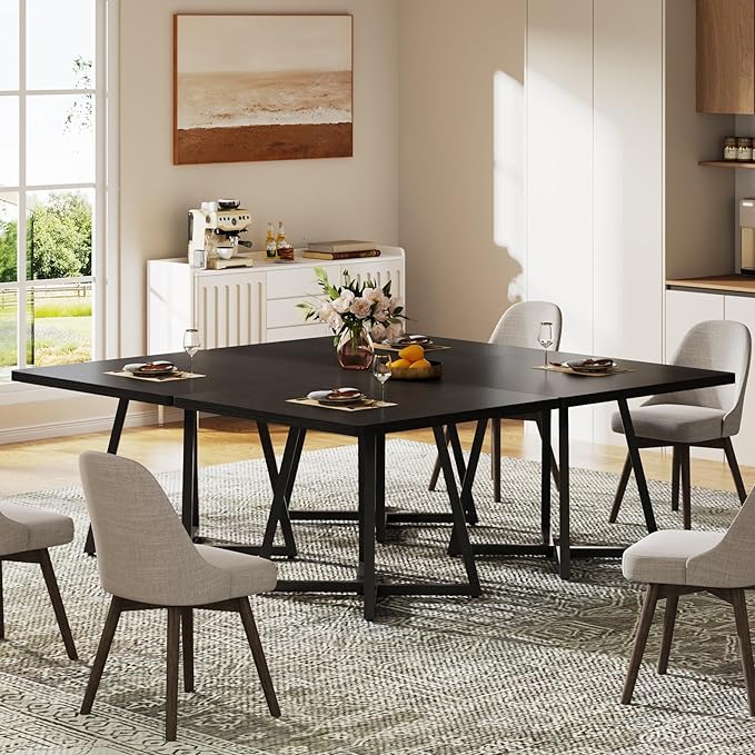 Tribesigns Square Dining Table for 8, 31.5" Industrial Dinner Table - Image 5
