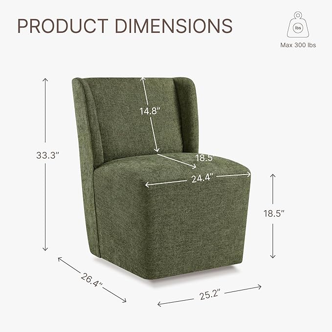Dining Chairs with Casters Require Assembly Upholstered Wingback Single Sofa - Image 3