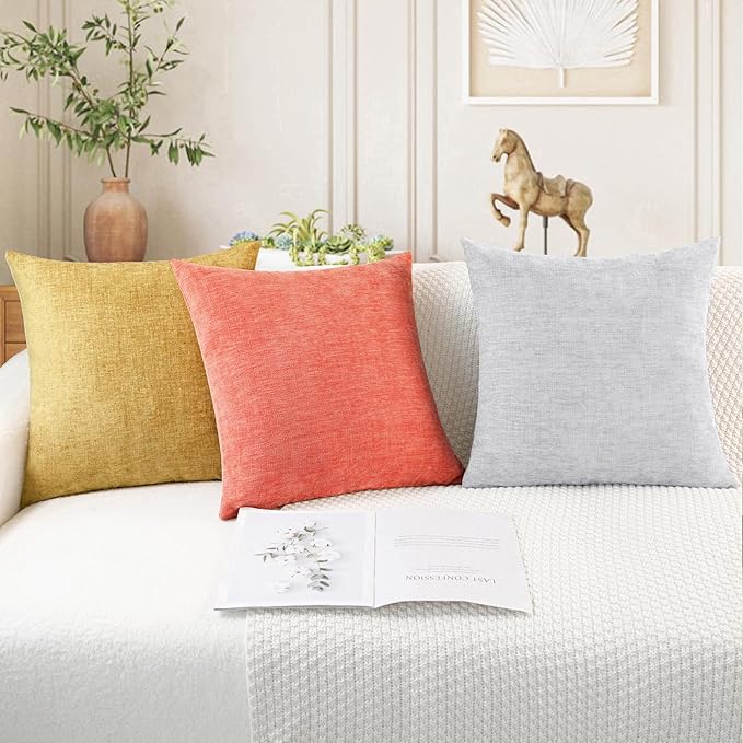 CaliTime Throw Pillow Covers Decorative 26 X 26 Inches Pack of 2 Cozy Chenille - Image 5