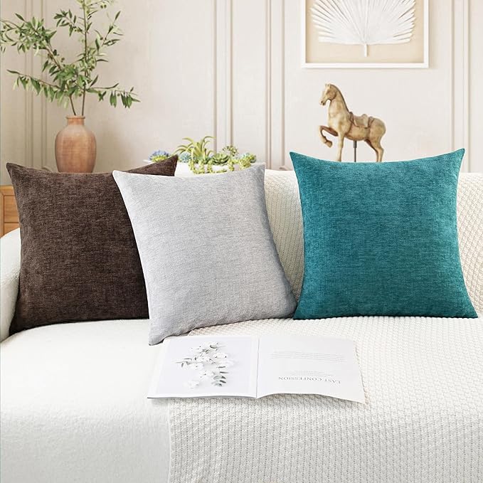 CaliTime Throw Pillow Covers Decorative 20 X 20 Inches Pack of 2 Cozy Chenille - Image 5