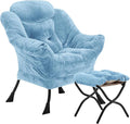 Fabric Lazy Chair with Ottoman, Oversized Upholstered Sofa Chair by Halituny