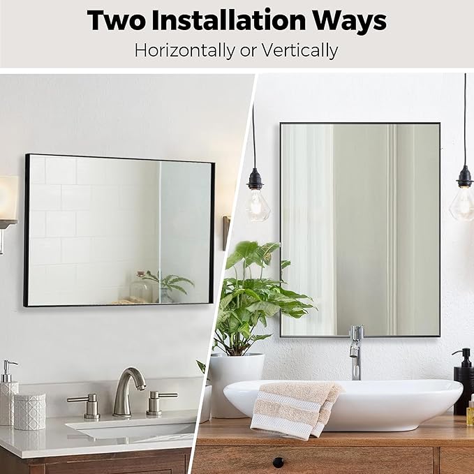 27x36 Inch Black Bathroom Mirror - Image 7