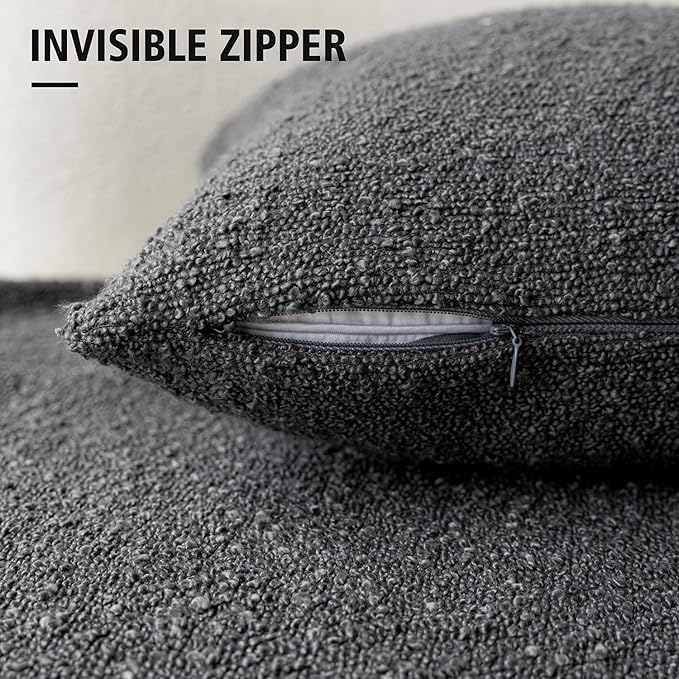 Foindtower Pack of 2 Textured Boucle Throw Pillow Covers Accent Solid - Image 3