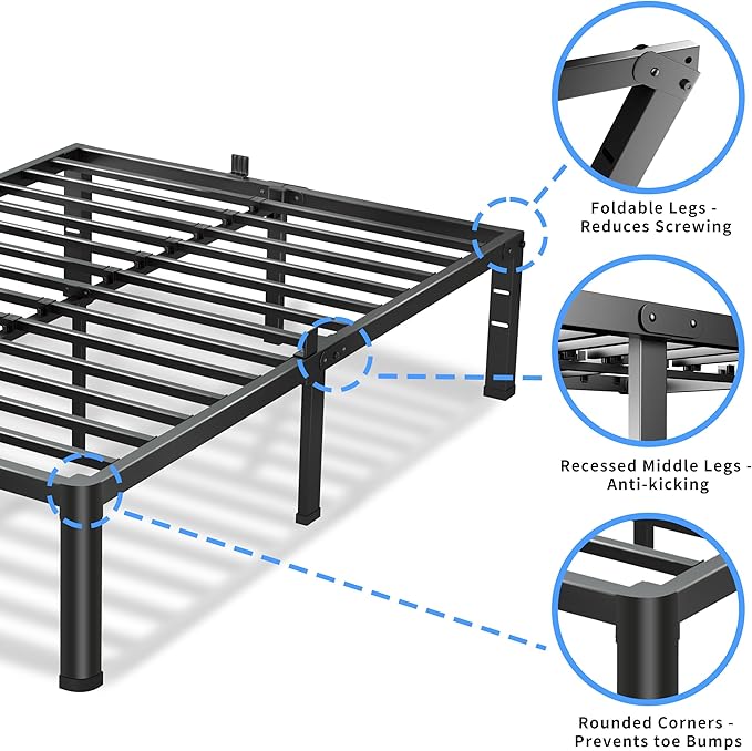 20 Inch Queen Bed Frame, 3500Lbs Heavy Duty Metal Platform - Image 4