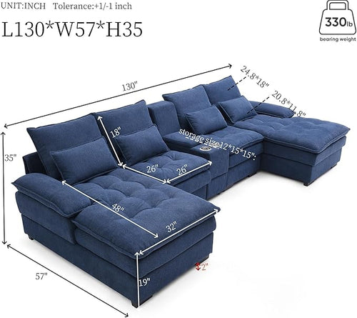130" U-Shaped Sectional Sofa - Image 2