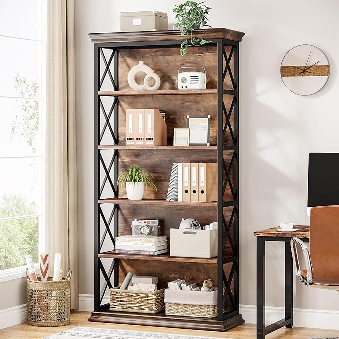 Tribesigns 6-Tier Bookcase, 71 Inches Industrial Bookshelves and Bookcases - Image 3
