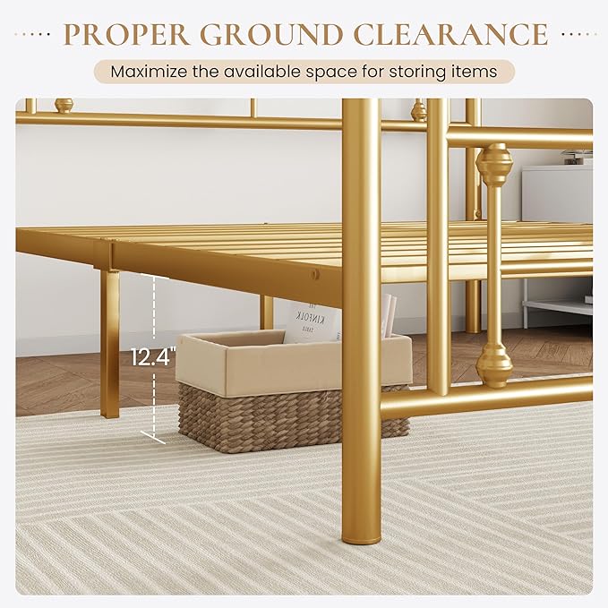 SHA CERLIN 14 Inches Full Size Metal Platform Bed Frame/Vintage Iron-Art - Image 4