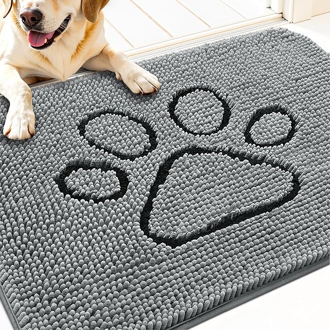 OLANLY Door Mat for Muddy Dog Paws 30x20, Ultra Absorbent Chenille Mud Doormat by OLANLY