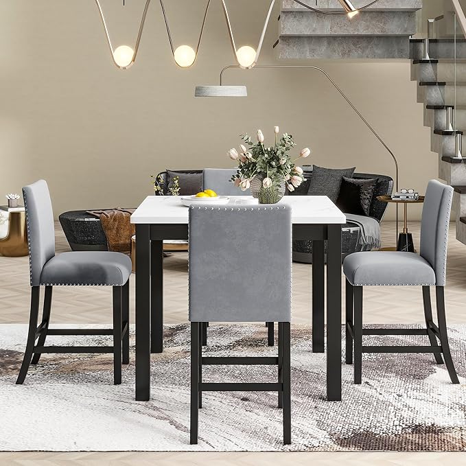HomSof 5-Piece Counter Height Dining Table Set - Image 2