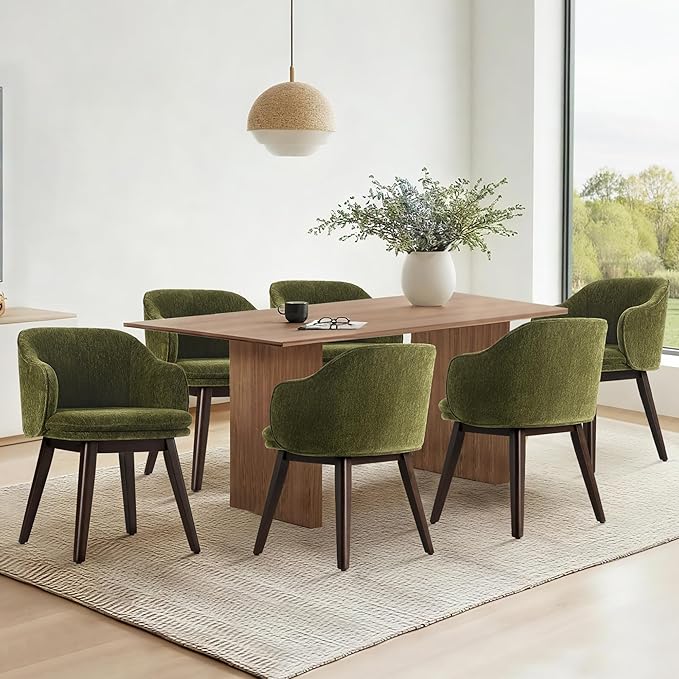 Wooden Dining Chairs Set of 4, Fabric Upholstered Modern Dining Room Chairs - Image 6