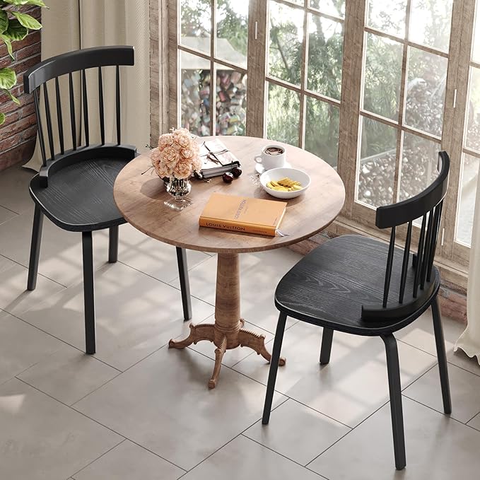 Unovivy Black Dining Chairs Set of 4, Wooden Windsor Chairs, Farmhouse Kitchen - Image 4