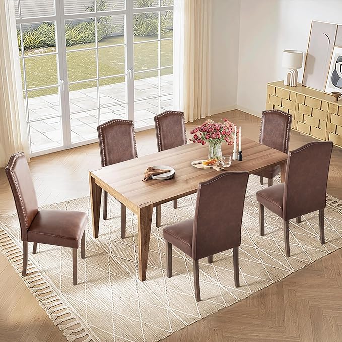 Stylish Upholstered Parsons Dining Chair PU Faux Leather - Image 5