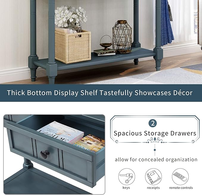 Bellemave Console Table with Drawers, Retro Entryway Table with 2 Drawers and - Image 5