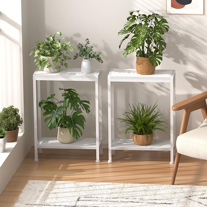 Narrow Side Table for Small Space Set of 2, 2-Tier Small End Table - Image 9
