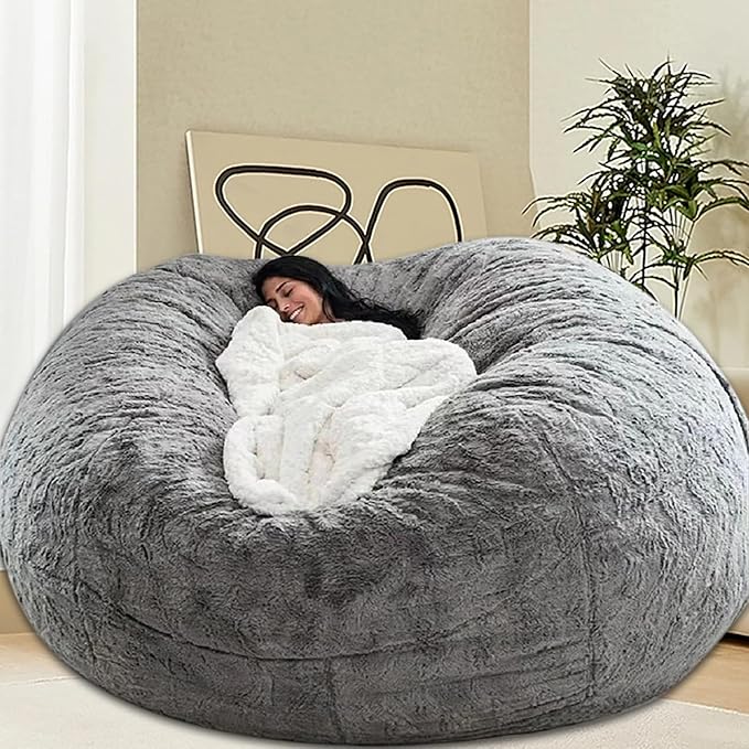 Bean Bag Chair for Adults Kids Without Filling Comfy Fluffy Giant Round Beanbag by FunnyFurnitureforYourHous