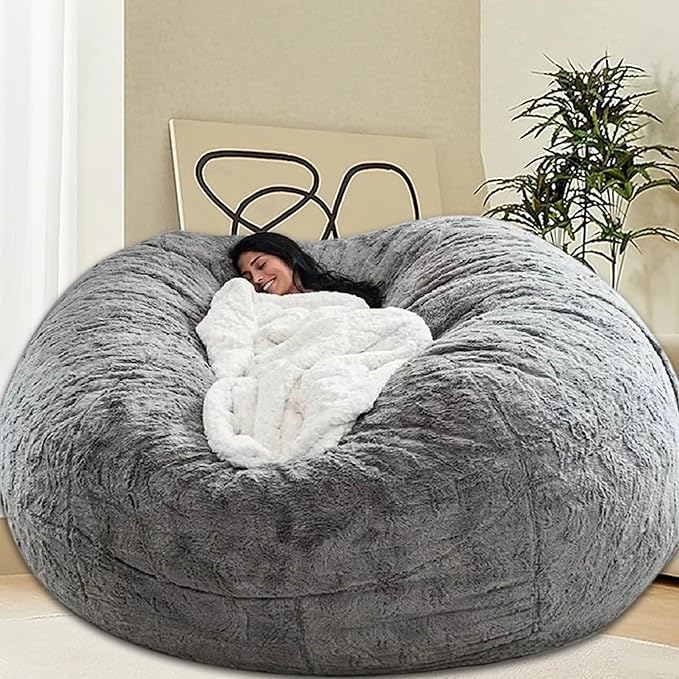 Bean Bag Chair for Adults Kids Without Filling Comfy Fluffy Giant Round Beanbag by FunnyFurnitureforYourHous