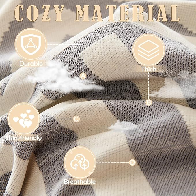 HANDONTIME Grey Armchair Sofa Cushion Covers Boho Sofa Covers Dog Couch Cover - Image 4
