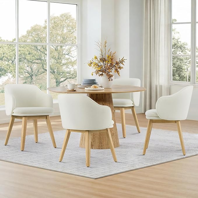 Wooden Dining Chairs Set of 2, Fabric Upholstered Modern Dining Room Chairs - Image 6