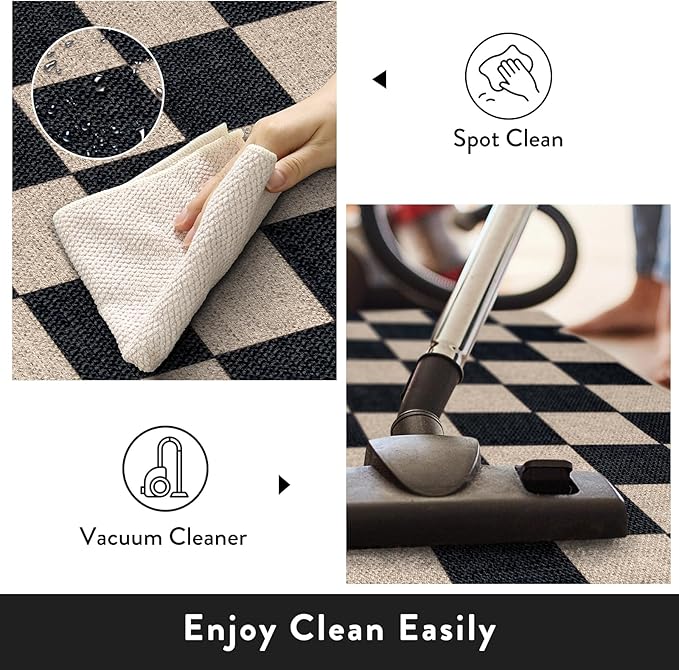 Lahome Checkered Easy Jute Runner Rug, 2x6 Kitchen Runner Rug Non Slip Washable - Image 4