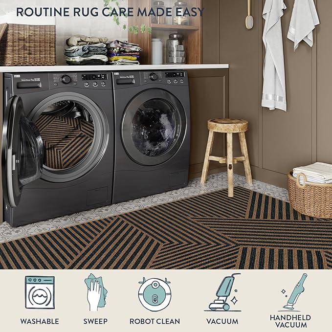 Lahome Modern Geometric Outdoor Easy Jute Rug, 3x5 Indoor Outdoor Rugs - Image 4