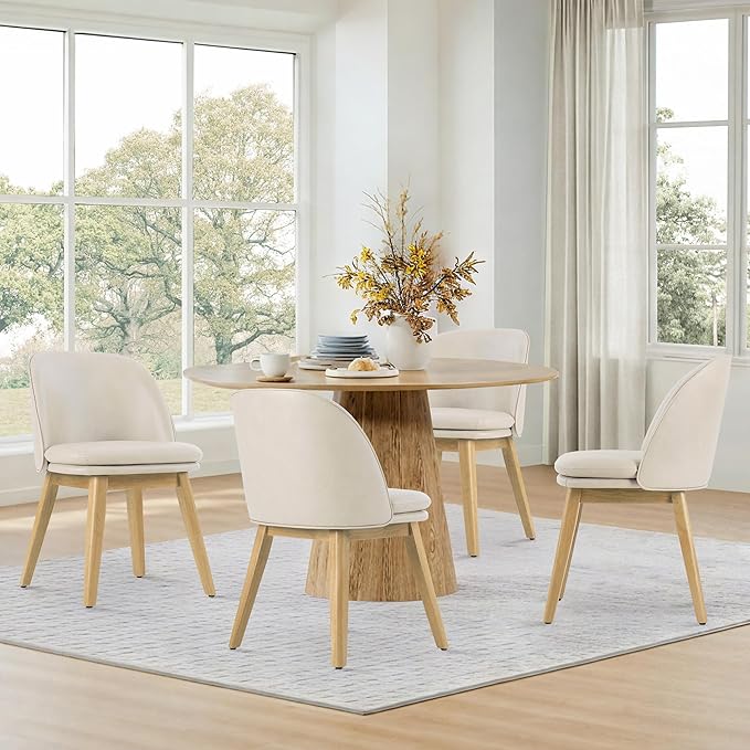 Wooden Dining Chairs Set of 2, Faux Leather Upholstered Modern Dining Room - Image 6