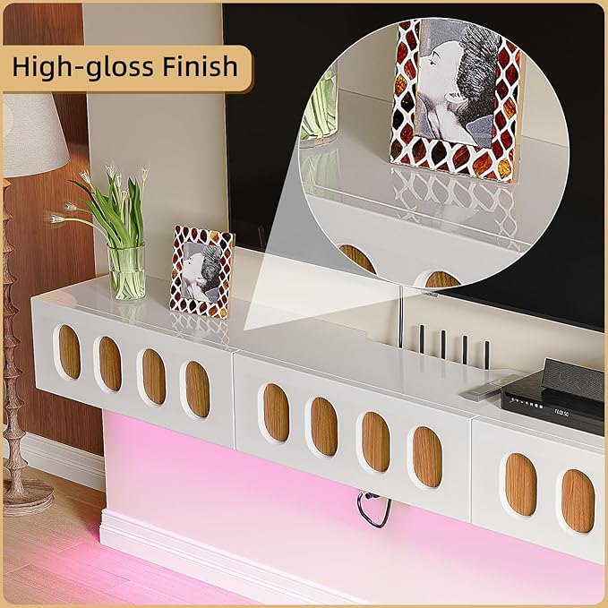 Floaticase Fully Assembled Floating TV Stand, 55IN High Gloss Wall Mounted - Image 6