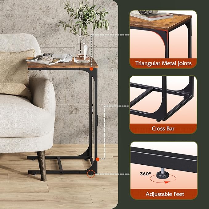 WLIVE C Shaped End Table, Small Couch Side Tables - Image 5