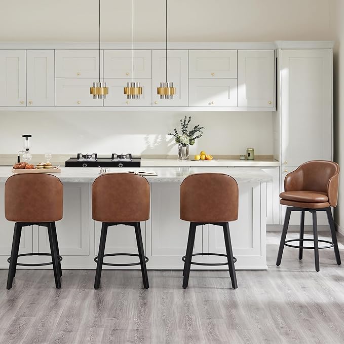 Counter Height Barstools 26 inch Upholstered Swivel Bar Stools - Image 2