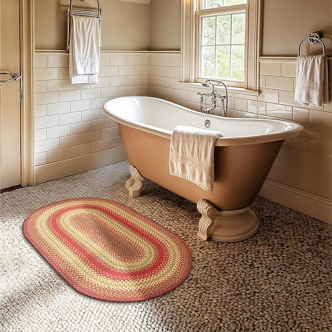 Cider Barn Cranberry Red Oval Braided Rug, Everywhere by Homespice