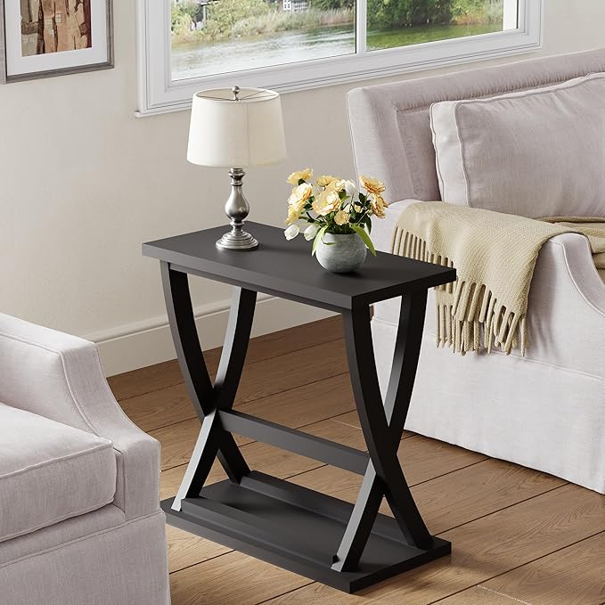 ChooChoo Black End Tables Living Room Set of 2, Narrow Side Table - Image 5