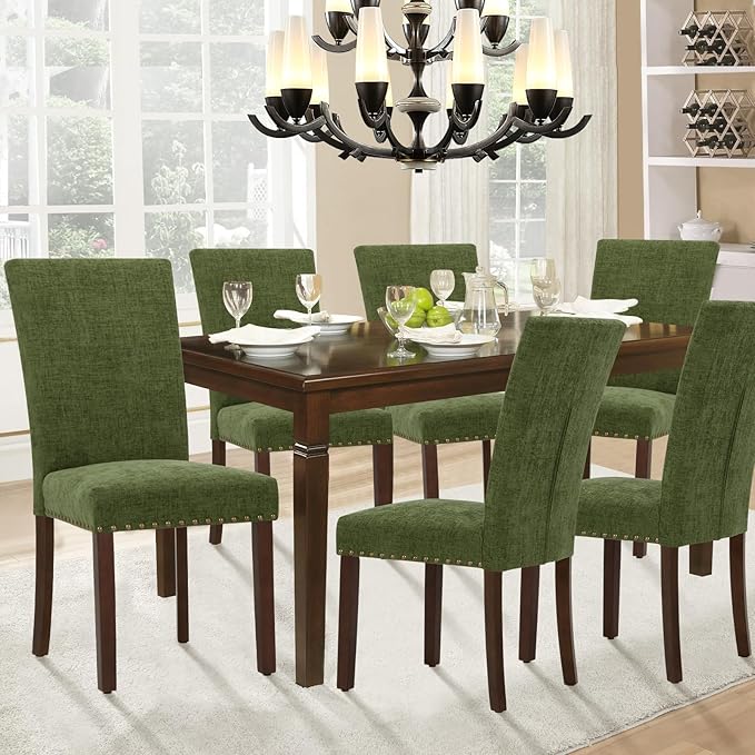 Parsons Dining Chairs Set of 4, Upholstered Nailhead Dining Room Kitchen Side - Image 4