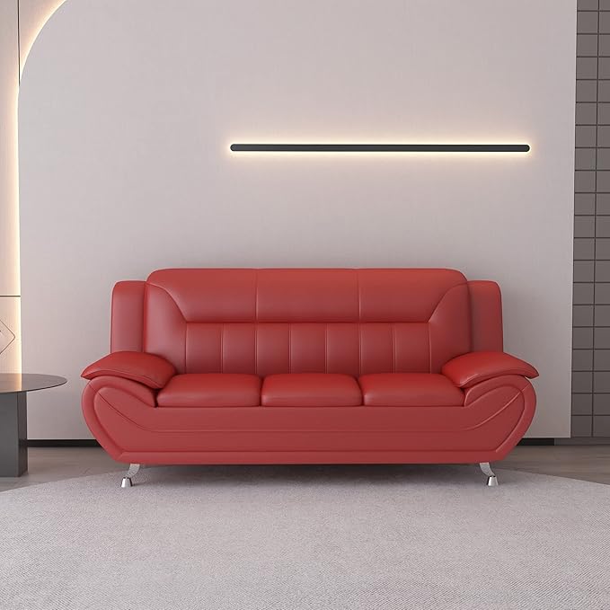 Container Furniture Direct Michael Modern Faux Leather Upholstered Stainless - Image 5