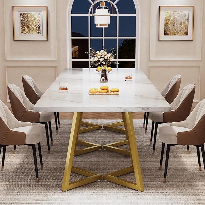 Tribesigns Square Dining Table for 10, 31.5" Modern White Dinner Table - Image 5