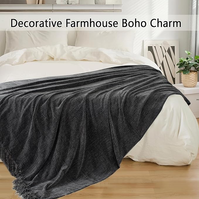 Chenille Throw Blanket for Couch 50"X 60", Soft Cozy Throws - Image 5